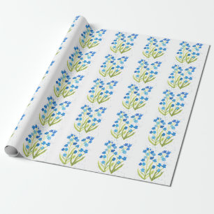 Vergiss mich nicht Blue Flowers Baby Shower Girl Geschenkpapier