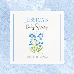Vergiss mich nicht Blue Flowers Baby Shower Girl Serviette