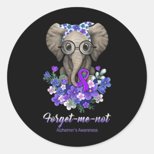Vergiss mich nicht, Heimers Awareness Elephant Blu Runder Aufkleber