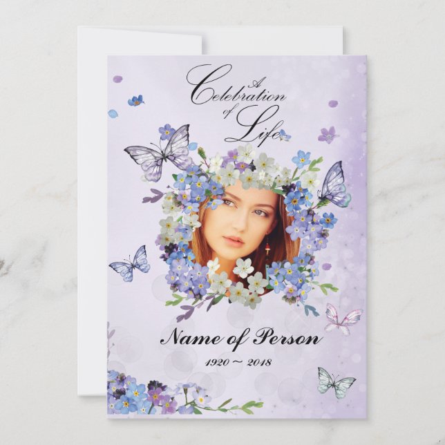 Vergiss mich nicht, Schmetterlinge zu feiern Einladung (Vorderseite)