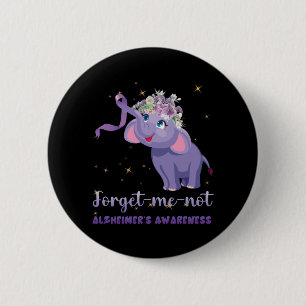 Vergiss nicht Alzheimers Awareness Elephant Blume Button