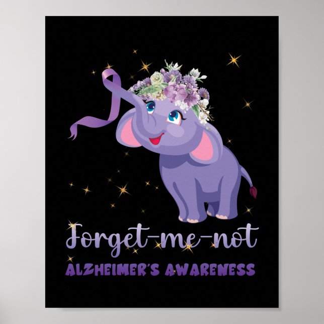 Vergiss nicht Alzheimers Awareness Elephant Blume Poster (Vorne)