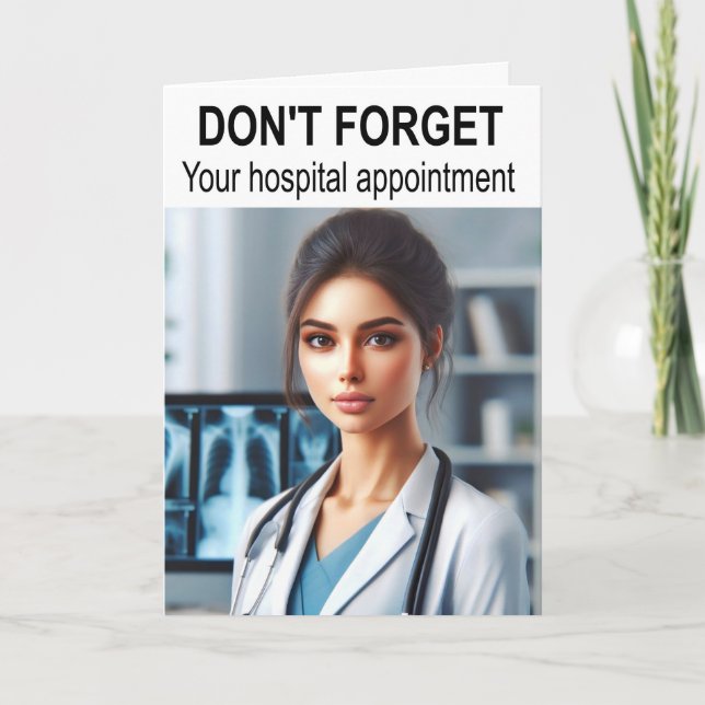 Vergiss nicht deinen Krankenhaustermin. Karte (Vorderseite)