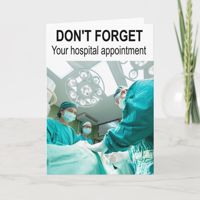 Vergiss nicht deinen Krankenhaustermin. Karte (Vorderseite)