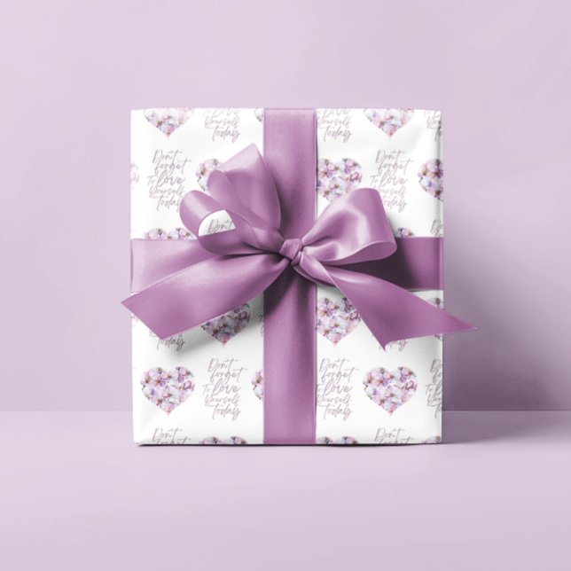 Vergiss nicht, dir heute selbst Liebe zu schenken Geschenkpapier Set (Encourage self love this Valentine's Day with these cherry blossom wrapping paper sheets! )