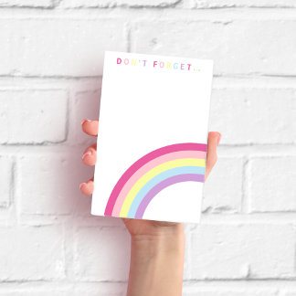 Vergiss nicht. Niedlicher Regenbogen Postit-Hinwei Post-it Klebezettel