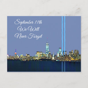 Vergiss Nie 911 September 11. Gedenkartikel Postkarte