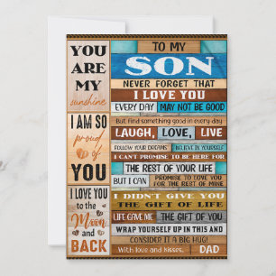 Vergiss nie, ich liebe dich - Vater an Sohn  Feiertagskarte