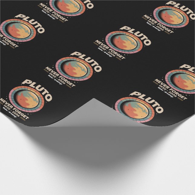 Vergiss Pluto niemals 1930-2006 Lustiger Retro-Wel Geschenkpapier (Ecke)