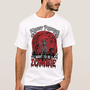 Vergiss Prinzessin Zombie Blutmond Friedhof Fleder T-Shirt