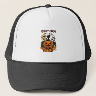 Vergiss Süßigkeiten, gib mir einfach Halloween-Kür Truckerkappe