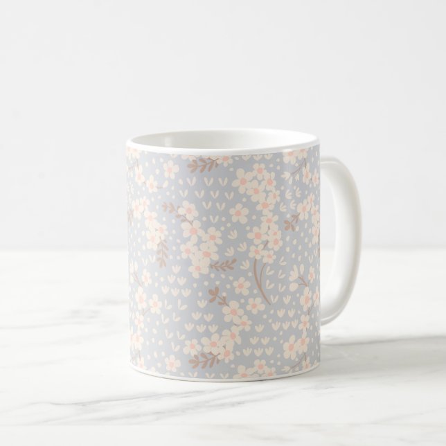 Vergissmeinnicht-Blumenmuster Kaffeetasse (VorderseiteRechts)