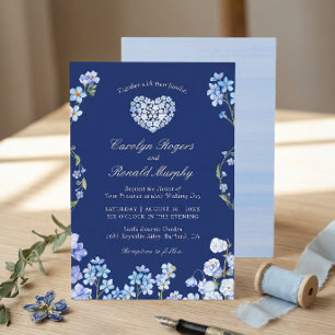Vergissmeinnicht Herz Königlich Blau Florale Hochz Einladung