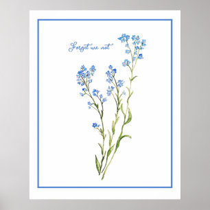 Vergissmeinnicht Individuelle Aquarell-Gartenblume Poster