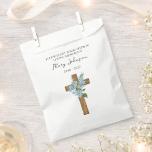 Vergissmeinnicht-Kreuz-Samenpaket-Trauer-Beutel Geschenktütchen