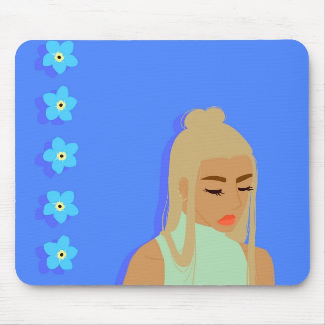 Vergissmeinnicht-Mädchen-Mausunterlage Mousepad (Vorne)