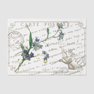 Vergissmeinnicht-Postkarte Französisches Skript Vo Seidenpapier