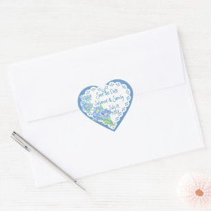 Vergissmeinnicht Save the Date Anpassen Blume  Herz-Aufkleber