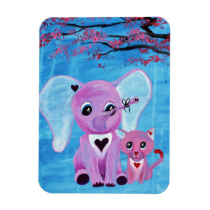 Vergissmeinnicht Süßer Elefant Katze Kirschblüten Magnet