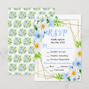 Vergissmeinnicht und Gänseblümchen Hochzeit RSVP Karte