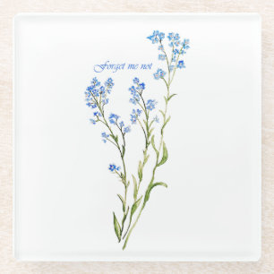 Vergissmeinnicht Wasserfarben-Gartenblume Glasuntersetzer