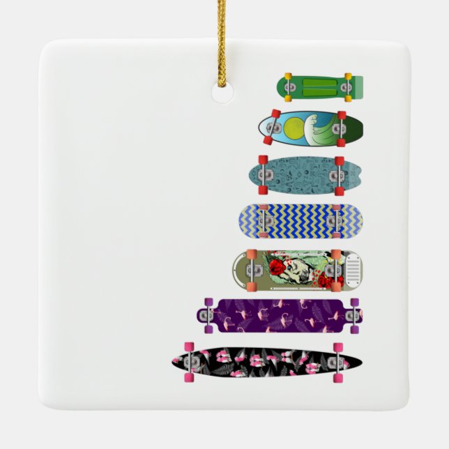 Vergleich der Größe der Skateboards Keramikornament (Rückseite)