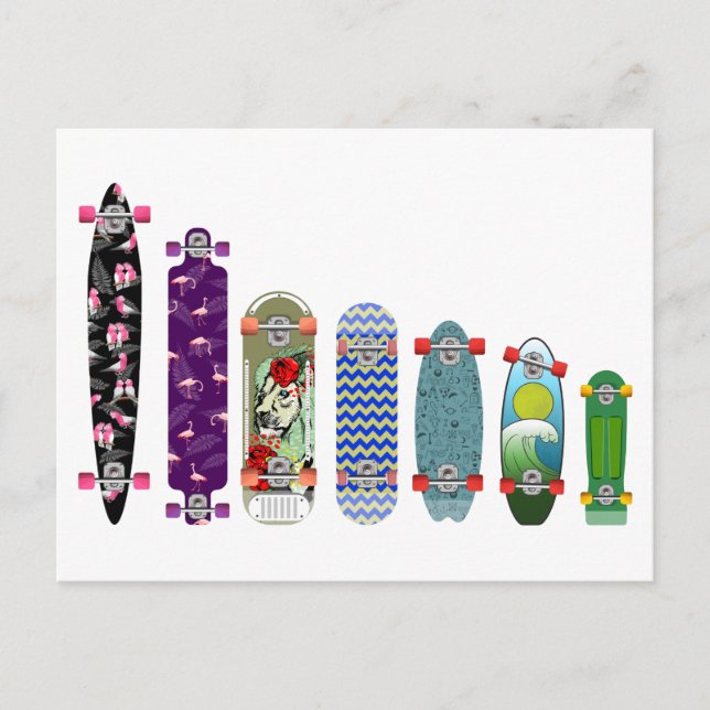 Vergleich der Größe der Skateboards Postkarte (Vorderseite)