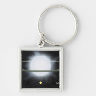 Vergleich der Größe eines übergroßen Sterns Schlüsselanhänger