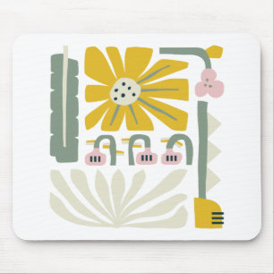 Vergnügen abstrakter Blumengarten gelb und grün Mousepad