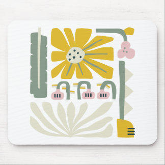 Vergnügen abstrakter Blumengarten gelb und grün Mousepad