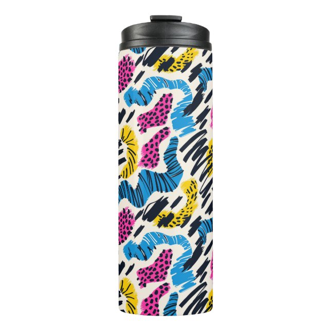 Vergnügen bunt abstrakt zeichnend Tiermuster Thermosbecher (Vorderseite)