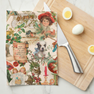 Vergnügen, Feiern und farbenfrohe Weihnachten Geschirrtuch