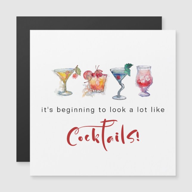 Vergnügen für die Weihnachtscocktails Weihnachtska Magnetkarte (Vorne/Hinten)