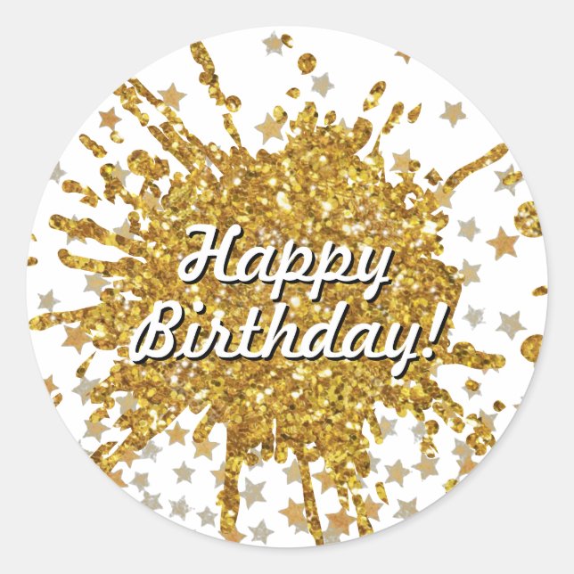 Vergnügen goldene Funkeln Glitzer Graffiti Anstric Runder Aufkleber (Vorderseite)
