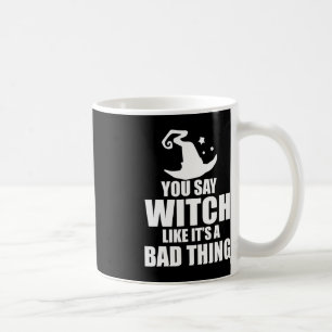 Vergnügen Halloween sagt man Hexe, als wäre es ein Kaffeetasse