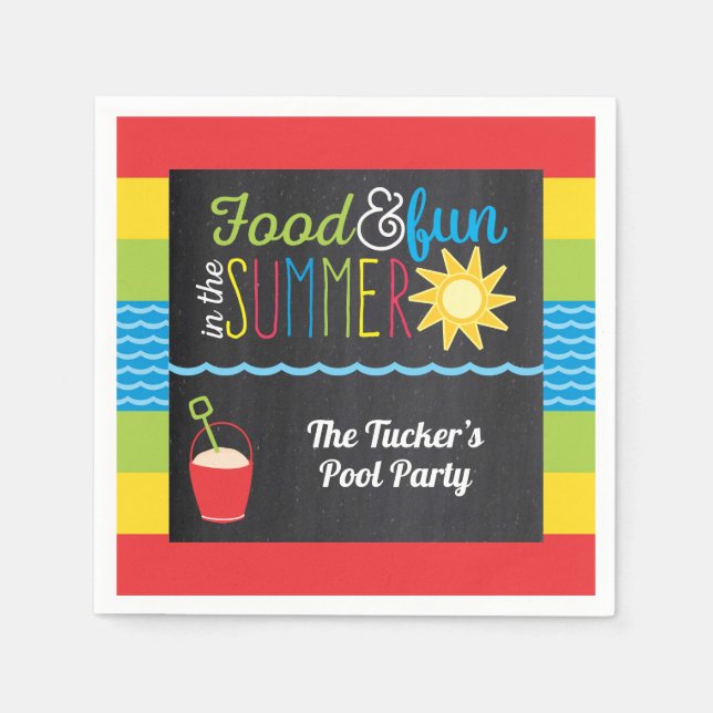 Vergnügen im Sun Pool Party Farbenfrohe Tafel Serviette (Vorderseite)