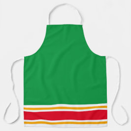 Vergnügen Rot-Gelb-Rennstreifen auf Kelly Green Schürze