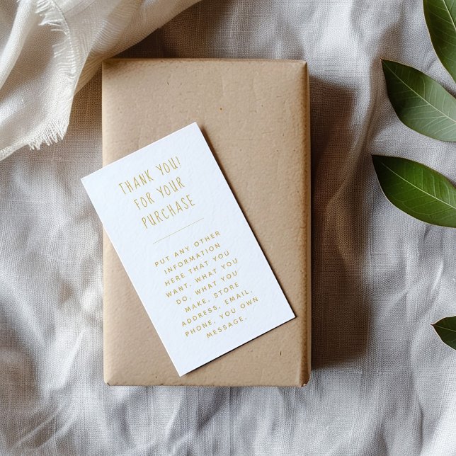 Vergnügen Sie sich mit der Gold Text Insert Card f (Fun gold text enclosure card to say thank you to your customers and include in with their order.)