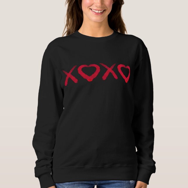 Vergnügt rot bedrückt XOXO Liebe Küsse Sweatshirt (Vorderseite)