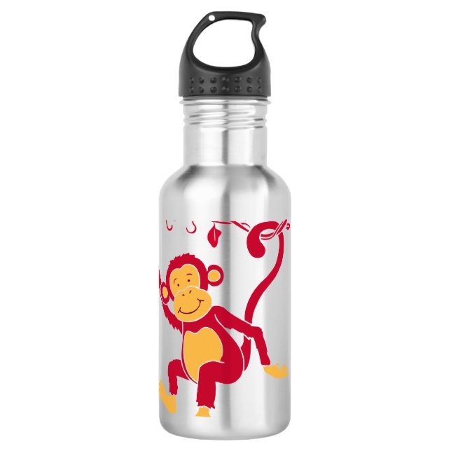 Vergnügte Affenkinder personalisiert Edelstahlflasche (Vorderseite)