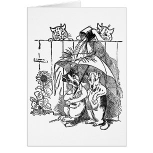 Vergnügte Katzen begießen Hunde Vintagen Louis