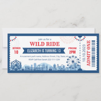 Vergnügungspark Geburtstagskarte Einladung