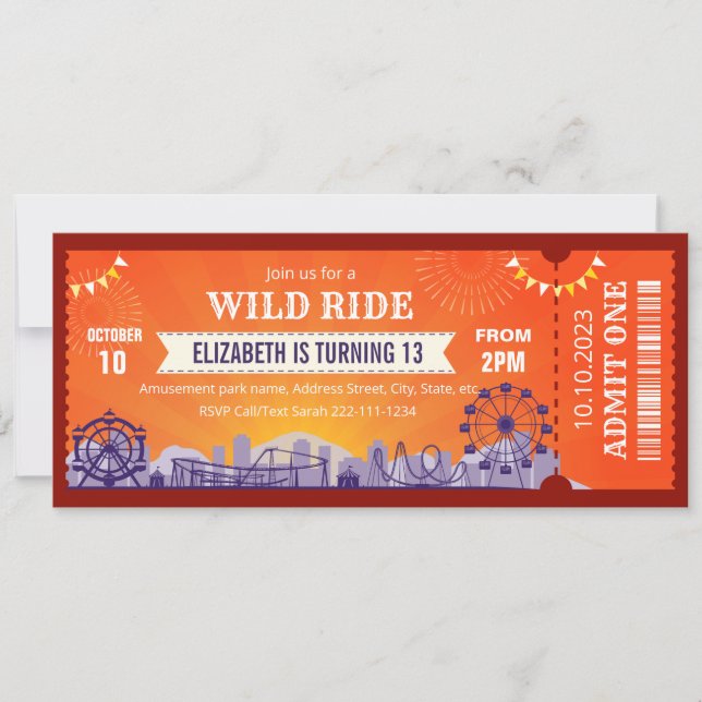 Vergnügungspark Geburtstagskarte Einladung (Vorderseite)