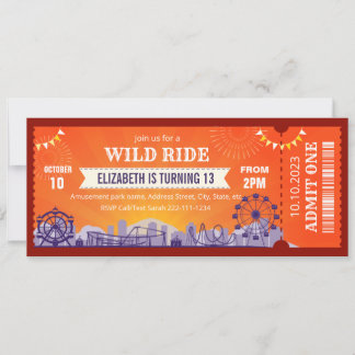 Vergnügungspark Geburtstagskarte Einladung