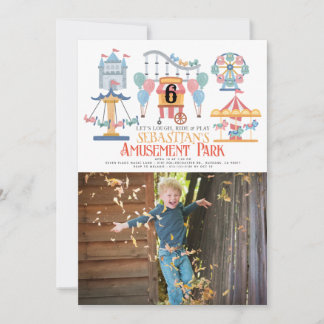 Vergnügungspark Kindergeburtstag Foto Einladung