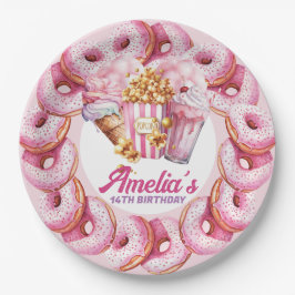 Vergnügungspark Personalisiert rosa Pappteller