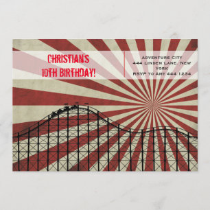 Vergnügungspark Roller Untersetzer Geburtstag Einl Einladung