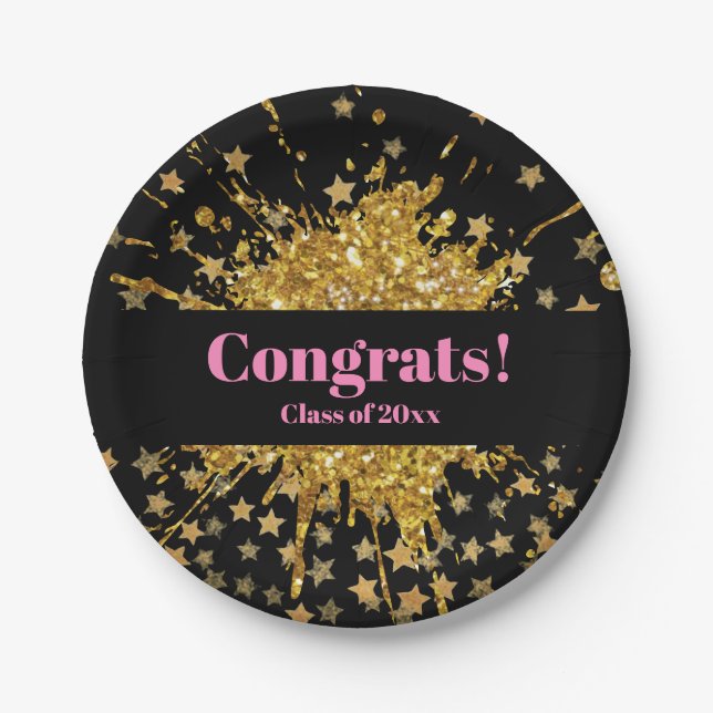 Vergnügungspark Rosa Funkeln Glitzer Graffiti Anst Pappteller (Vorderseite)