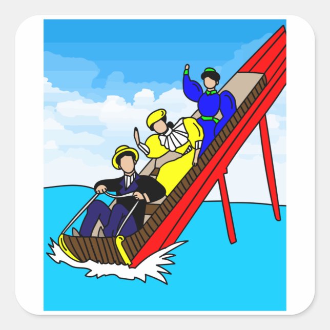 Vergnügungspark Vergnügungspark Vergnügungspark Quadratischer Aufkleber (Vorderseite)