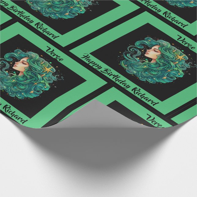 Vergo Add Name Birthday Horoscope Geschenk Geschenkpapier (Ecke)